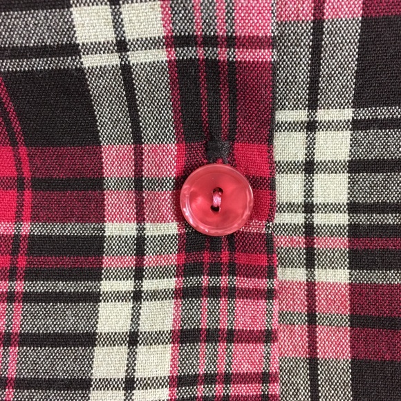 VINTAGE Red Hunter Plaid Button Up Top - Picture 5 of 8